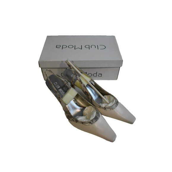 Club Moda Natural Snake Print Heels Pointy Toe Size 10 New in Box - Picture 1 of 7